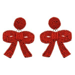 Panacea Red Bow Novelty Bead Earrings